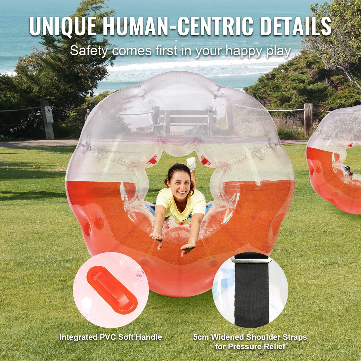 Uppblåsbar Bumper Ball 1-pack, 5FT/1.5M Body Sumo Zorb-bollar för tonåringar och vuxna, 0.8mm tjocka PVC-mänskliga hamsterbubbelbollar för utomhuslek, Bumper Bopper-leksaker för trädgård, gård, park