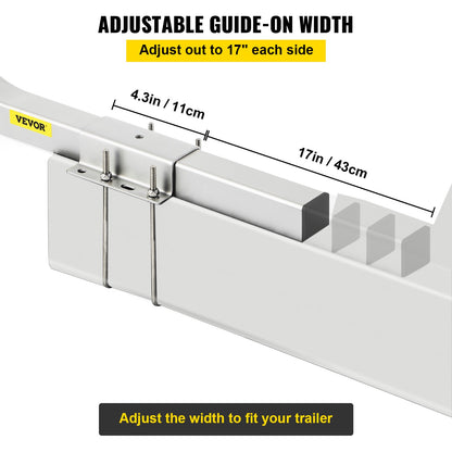 Boat Trailer Guide-ons, 46\", One Pair Aluminum Trailer Guide ons, Rust-Resistant Trailer Guides with Adjustable Width, Mounting Parts Included, for Ski Boat, Fishing Boat or Sailboat Trailer