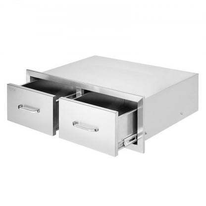 75*25cm Bbq Drawer Double Horizontal Drawers Durable With Storage Cabinet