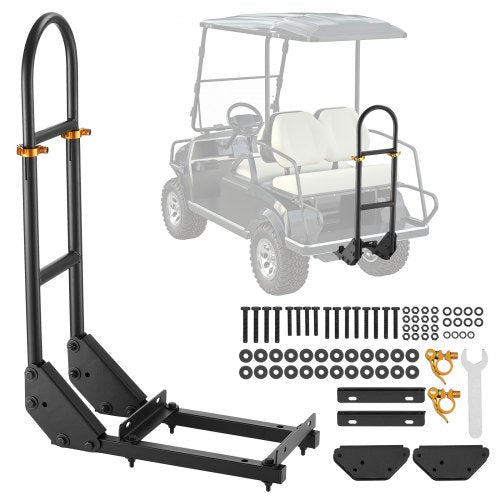 Stödhandtag för golfbil, 450 x 235 x 905 mm, Kompatibel med de flesta golfbilar med fotplattor i metall, Ingen modifiering krävs, Höjdjusterbart stödhandtag i kolstål för baksätet på 27,5 till 33,5 tum, Svart