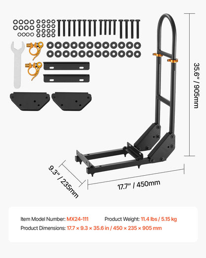 Stödhandtag för golfbil, 450 x 235 x 905 mm, Kompatibel med de flesta golfbilar med fotplattor i metall, Ingen modifiering krävs, Höjdjusterbart stödhandtag i kolstål för baksätet på 27,5 till 33,5 tum, Svart