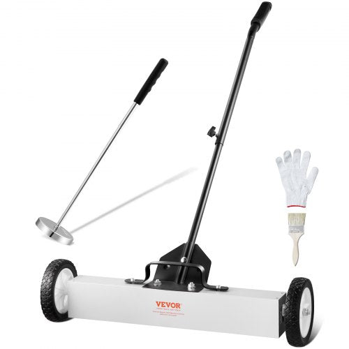 24-tums magnetisk sopmaskin med hjul, 23 kg kapacitet, med teleskopiskt magnetiskt uppsamlingsverktyg, justerbart handtag, magnetisk uppsamlingssopmaskin för att plocka upp spikar och skruvar, för verkstad, garage, gård