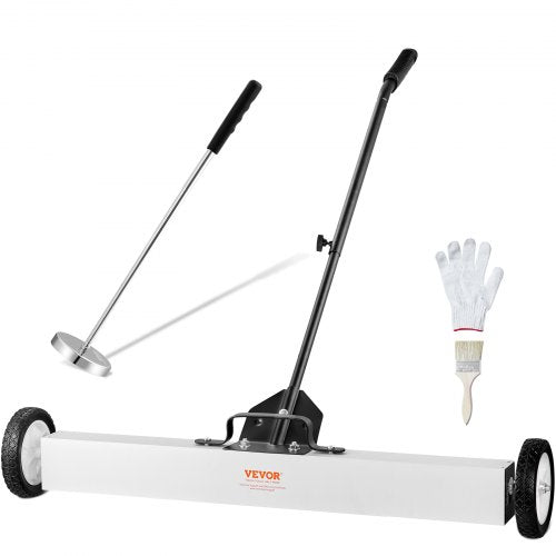 36-tums magnetisk sopmaskin med hjul, 23 kg kapacitet, med teleskopiskt magnetiskt uppsamlingsverktyg, justerbart handtag, magnetisk uppsamlingssopmaskin för att plocka upp spikar och skruvar, för verkstad, garage, gård