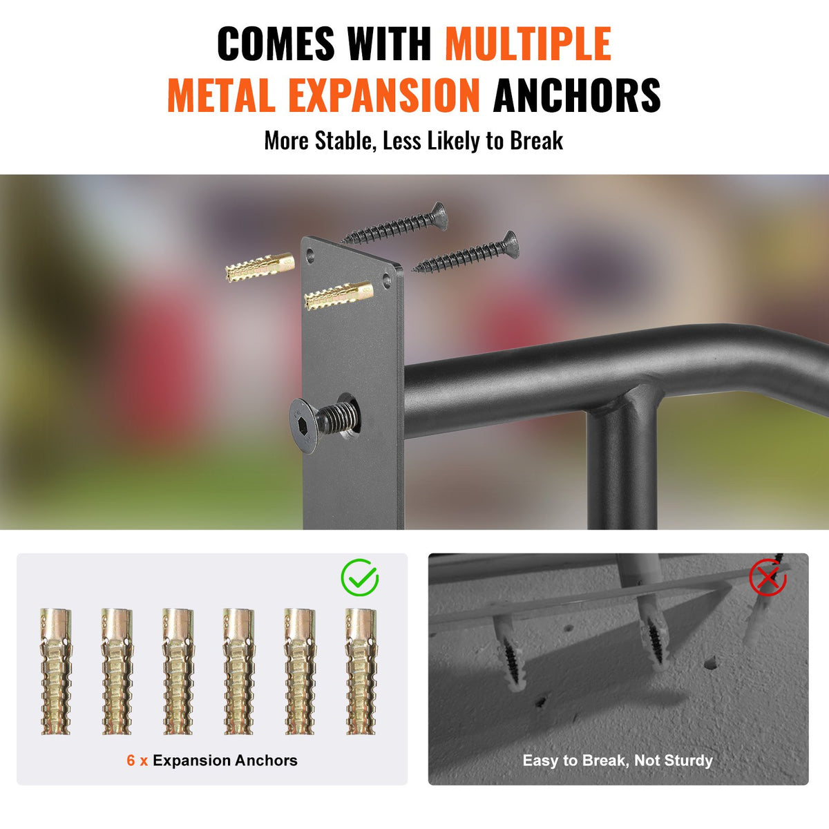 Handrails for Outdoor Steps, 29" Length Wall Mount Safety Railings for 1-3 Steps, U-Shaped Handrail with Matte Black Finished, Stair Handrails for Kids, Elderly, Pregnant Women, Disabled 2 PCS