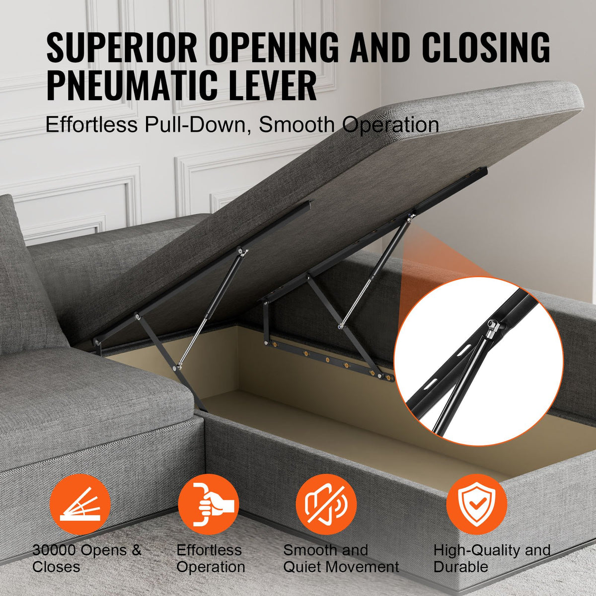 Sänglyft, 59x71 tum kompatibel sängstorlek 154 lbs lastbärande, gör-det-själv väggsäng mekanisk hårdvarusats vertikal deluxe, pneumatisk spak kraftig sängstöd, hopfällbar väggsäng för gästrum