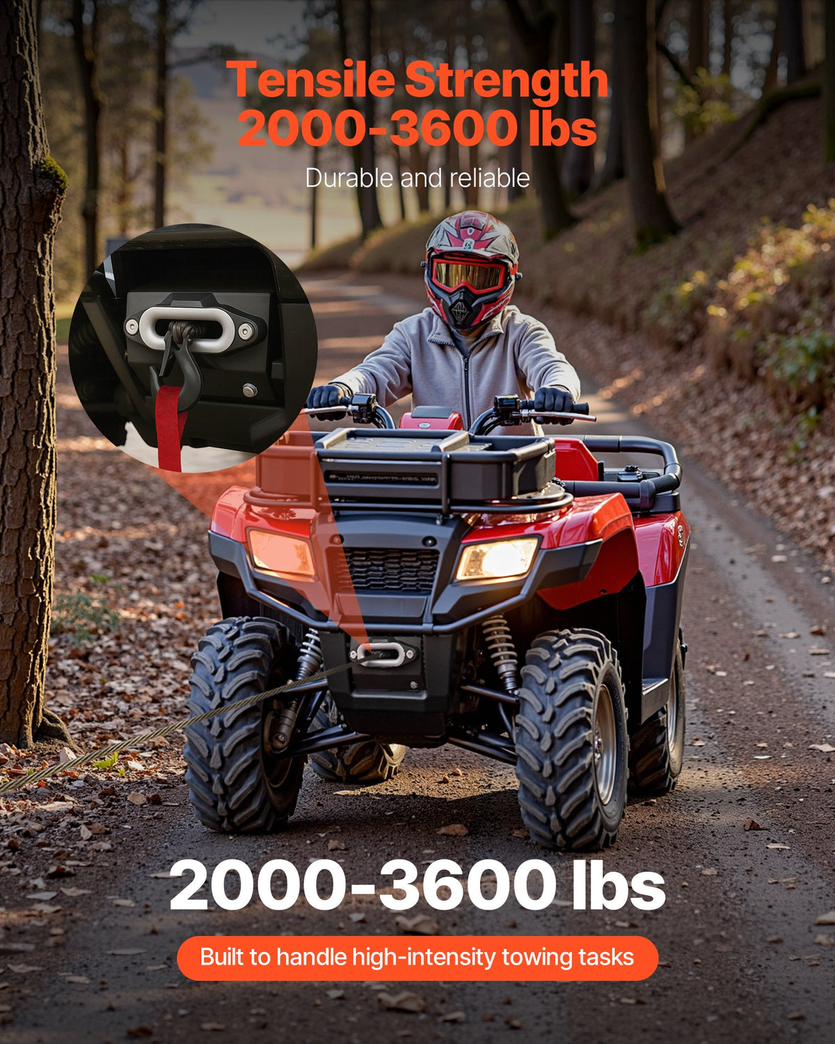 Vinschfäste, vinschkapacitet 907–1633 kg, vinschfäste för dragkrok för utvalda Honda Foreman- och Rancher Rubicon-modeller (2014–2021), design med 2 monteringshål, pulverlackerat stål, svart