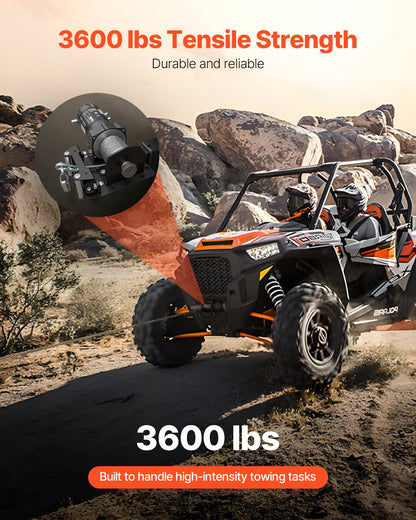 Vinschfäste, 1633 kg lastkapacitet, vinschfäste för dragkrok med 50,8 mm fäste, 2/4 vinschbulthål, pulverlackerat stål, lämplig för ATV UTV pickup, svart