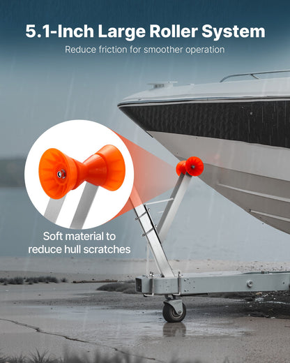 Vinschstativ för båttrailer, 50,8-76,2 mm vinschstolpar, vinschsäte för båttrailer med orange TPU-rulle och u-bultar, lämplig för vattenskoter, segelbåt, fiskebåt, motorbåt (galvaniserad), silver