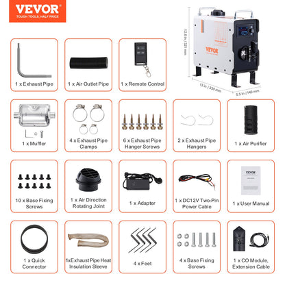 2KW dieselvärmare, 12V/24V allt-i-ett dieselluftvärmare, med Bluetooth-appkontroll, fjärrkontroll och display, CO-larm, snabb uppvärmning, bärbar dieselvärmare för fordon och utomhusbruk