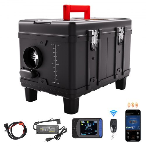 8KW dieselvärmare, 12V/24V allt-i-ett dieselluftvärmare, med Bluetooth-appkontroll, fjärrkontroll och display, CO-larm, snabb uppvärmning, bärbar dieselvärmare för fordon och garage