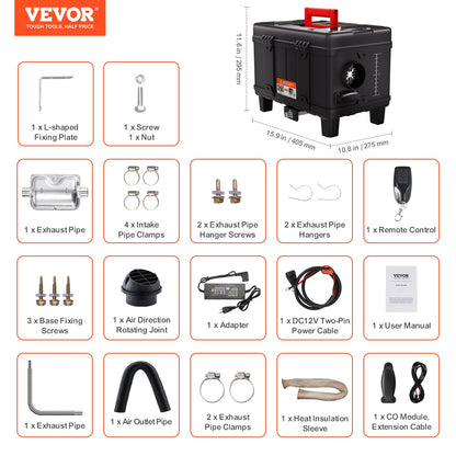 8KW dieselvärmare, 12V/24V allt-i-ett dieselluftvärmare, med Bluetooth-appkontroll, fjärrkontroll och display, CO-larm, snabb uppvärmning, bärbar dieselvärmare för fordon och garage