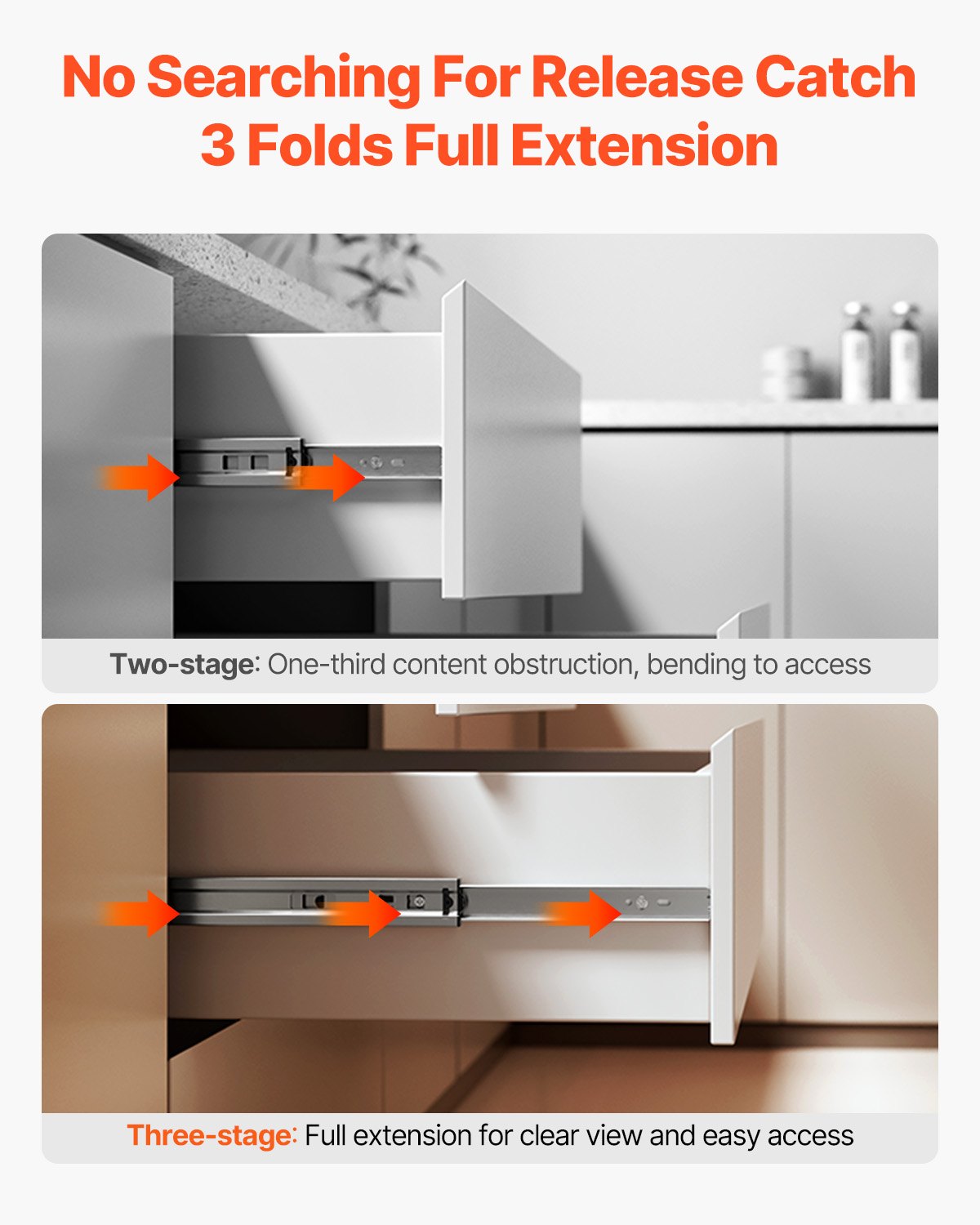 Drawer Slides, 24 inch, 10 Pairs Full Extension Ball Bearing Cabinet Rails, 100 LB Load Capacity Heavy Duty Side Mount Dresser Drawer Slides, Drawer Track Runners for Kitchen DIY Replacement