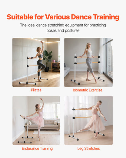 Balettstång, dubbel bokträstång för hemmabruk, fristående bärbara balettstretchstänger, höjdjusterbar anti-wobble fitnessutrustning, för pilates balansträning