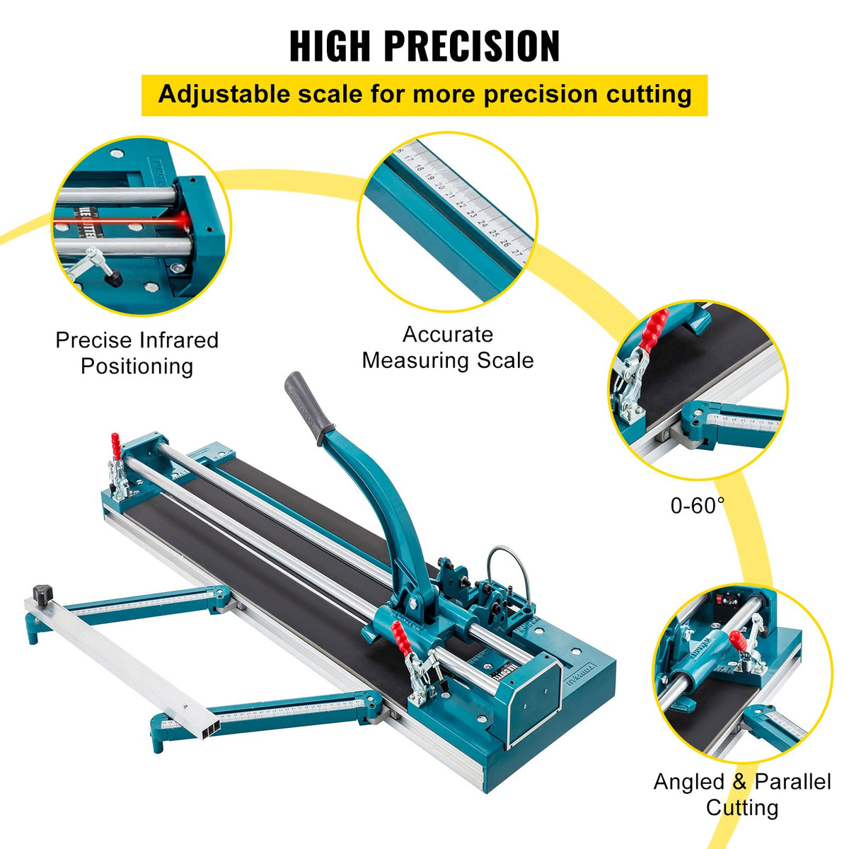 47 tum/1200 mm kakelskärare med dubbel skena, manuell kakelskärare, 3/5 tums lock med exakt laserpositionering, manuella kakelskärare, verktyg för precisionsskärning