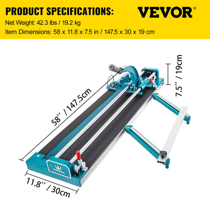 47 tum/1200 mm kakelskärare med dubbel skena, manuell kakelskärare, 3/5 tums lock med exakt laserpositionering, manuella kakelskärare, verktyg för precisionsskärning
