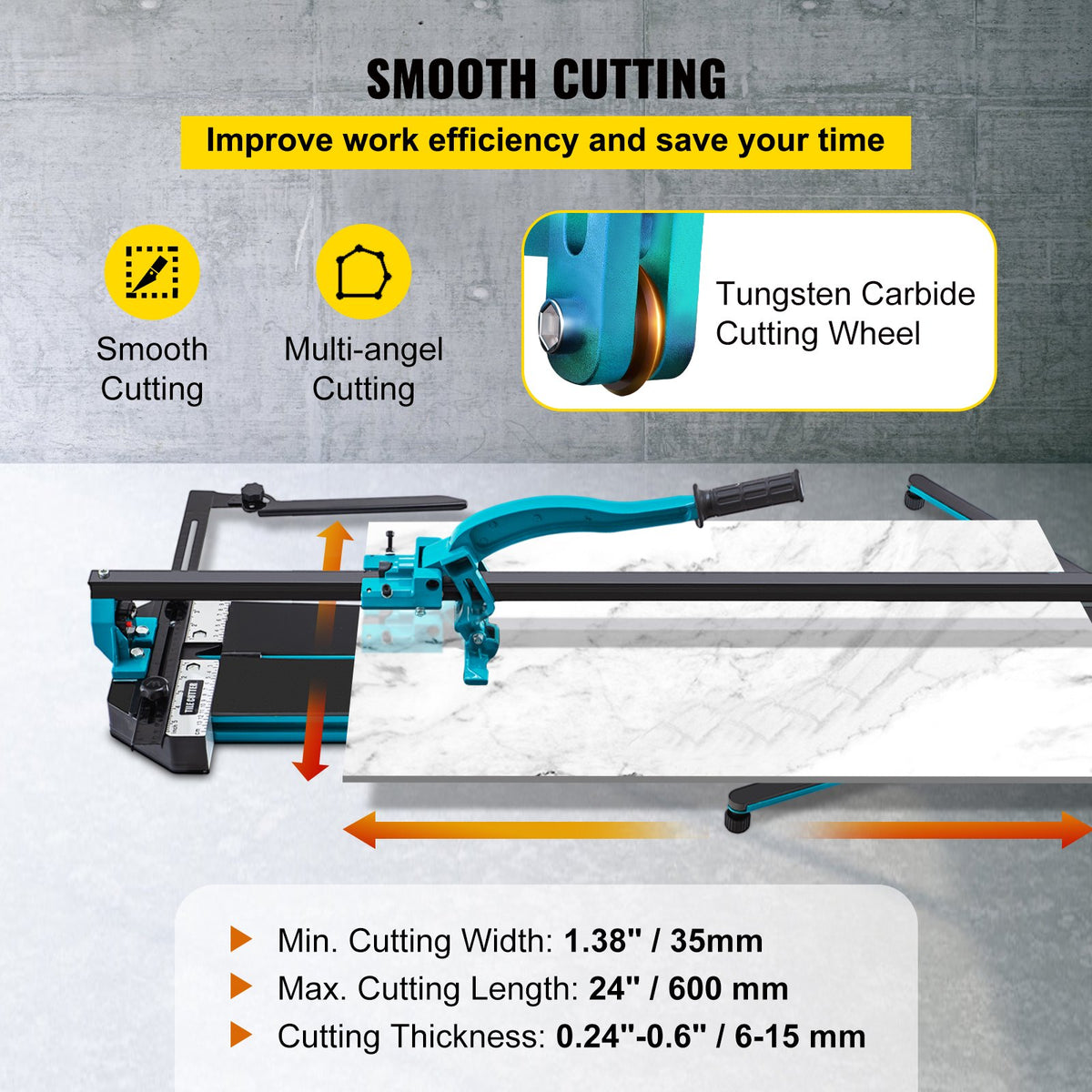 600 mm Tile Cutter Single Rail Double Brackets Manual Tile Cutter 1.5 cm Cap w/Precise Laser Manual Tile Cutter Tools for Precision Cutting