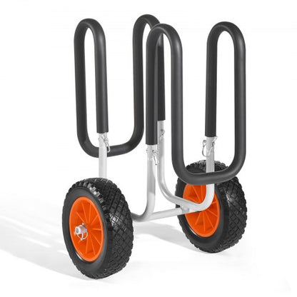 Kayak Cart, 68.0 kg Load Capacity, Stand Up Paddle Board Trolley with 25.4 cm Solid Rubber Tires & Kickstands, Paddle Board Carrier with Ratchet Strap for Paddleboard & Surfboard Transport