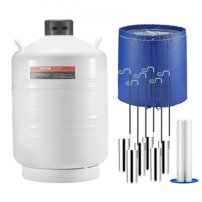 Liquid Nitrogen Tank, 30 L Aluminum Alloy Liquid Nitrogen Container, LN2 Tank Dewar with 6 Canisters and Carry Bag with Straps, Cryogenic Tank for Beauty Industry, Semen Preservation, Scientific