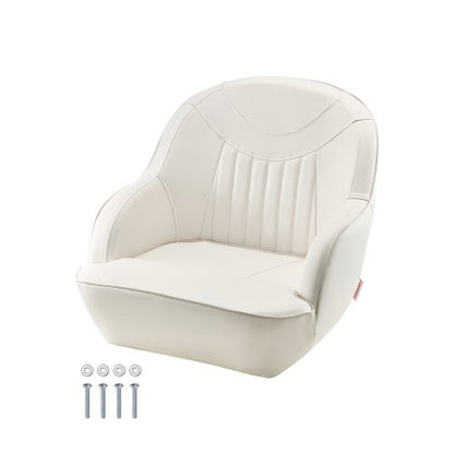 Båtsits, lågt ryggstöd, båtsits kaptenssits med förtjockad svampdyna och vattentätt PVC-läder, ergonomisk design, lämplig för fiskebåtar, yachter, fartyg, vit