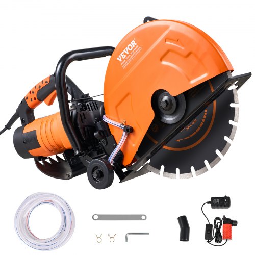 14"/35,6 cm elektrisk betongsåg våt-/torrsåg med vattenpump och blad