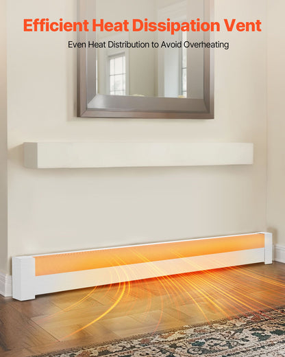 Baseboard Heater Covers, Basic Series 1831 mm Standard Electric Heating Unit Front Cover for Home Improvement, Heavy-duty Steel, Easy Installation for Bedroom Replacing Old Cover, White
