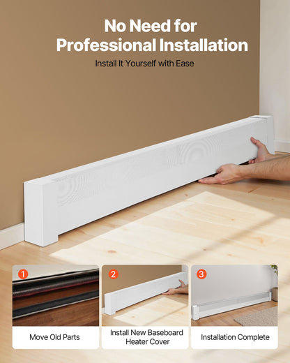 Baseboard Heater Covers, Basic Series 1831 mm Standard Electric Heating Unit Front Cover for Home Improvement, Heavy-duty Steel, Easy Installation for Bedroom Replacing Old Cover, White