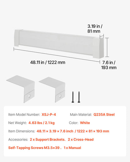 Värmekåpor till golvlister, Premium-serien 1222 mm standardfrontkåpa för elektrisk värmeenhet för hemförbättring, kraftigt stål, enkel installation för sovrum, byter ut gammalt kåpa, vit