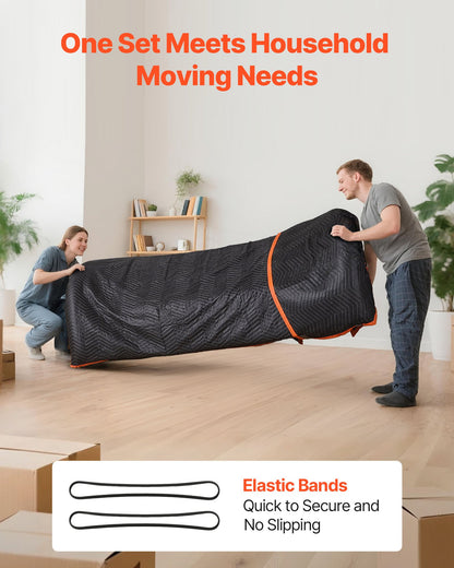 Moving Blankets 12 Pcs, 1829 x 1016 mm (14.5 kg/dz) Large Packing Blankets with Cotton Filling, Heavy Duty Nonwoven Fabric Padded Moving Blanket for Shipping, Wrapping, Protecting Furniture