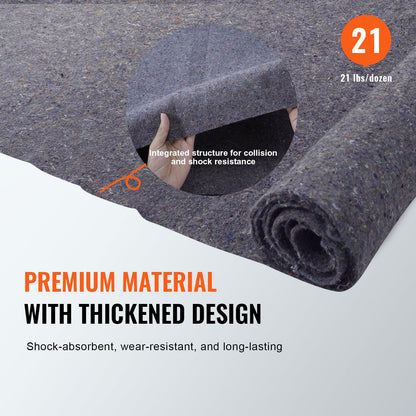 Moving Blankets, 182.9 x 137.2 cm, 9.5 kg/dz Weight, 24 Packs, Professional Recycled Cotton Packing Blanket, Large Heavy Duty Shipping Mover Pads Perfect for Protecting Furniture, Floors, Appliances