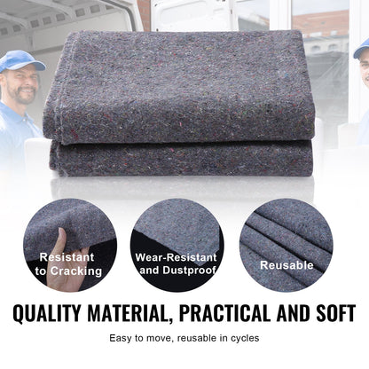 Moving Blankets, 182.9 x 137.2 cm, 9.5 kg/dz Weight, 24 Packs, Professional Recycled Cotton Packing Blanket, Large Heavy Duty Shipping Mover Pads Perfect for Protecting Furniture, Floors, Appliances