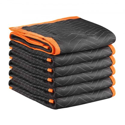 Moving Blankets 6 Pcs, 2032 x 1829 mm (15.9 kg/dz) Large Packing Blankets with Cotton Filling, Heavy Duty Nonwoven Fabric Padded Moving Blanket for Shipping, Wrapping, Protecting Furniture