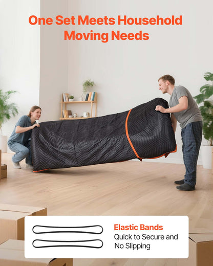 Moving Blankets 6 Pcs, 2032 x 1829 mm (15.9 kg/dz) Large Packing Blankets with Cotton Filling, Heavy Duty Nonwoven Fabric Padded Moving Blanket for Shipping, Wrapping, Protecting Furniture