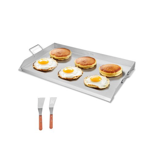 Stekplåt i rostfritt stål, 36x22 tum universal platt rektangulär platta, gasgrillstekplåt för BBQ-grill, teppanyaki, bärbart familjeköksredskap med handtag, för camping, tailgating-fest