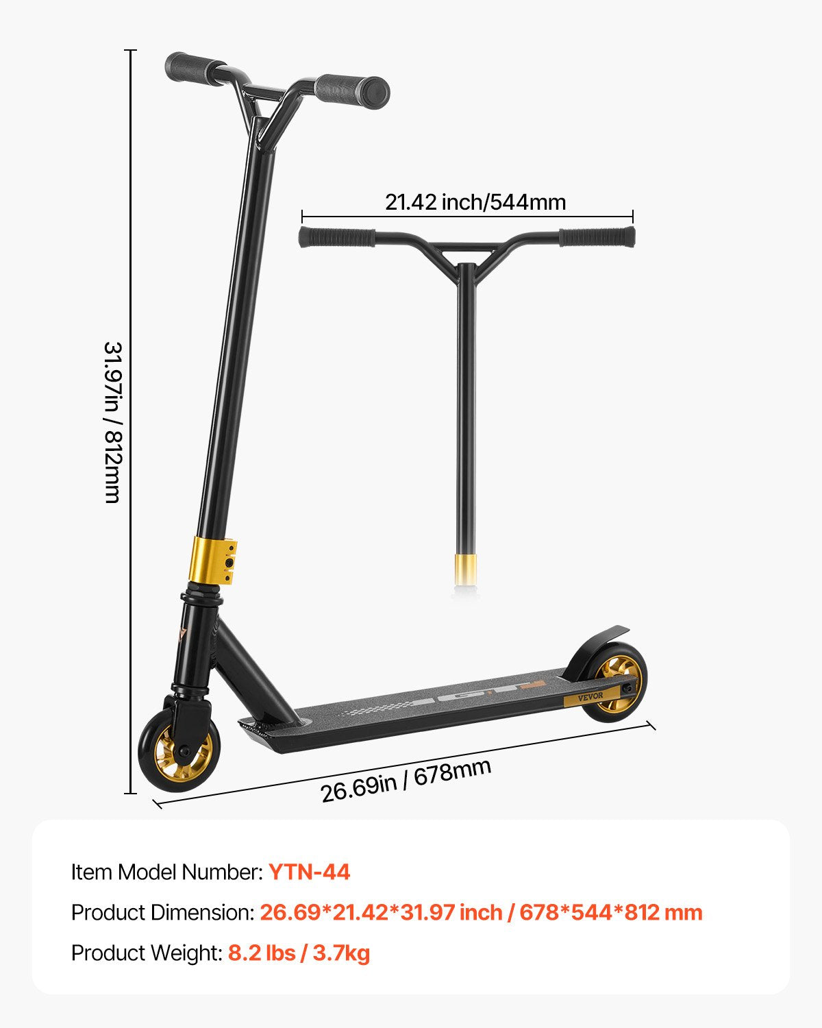 Trickscooter, kompletta trickscooters för barn i åldrarna 11-13 år, tonåringar, vuxna, pojkar och flickor, freestyle street rider för mellannivåer och nybörjare, lättviktigt aluminiumdäck, ABEC-9-kullager