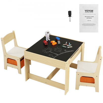 Barnbord och stolsset, Träaktivitetsbord med förvaringsutrymme och lådor, Lekbord för småbarn Konst, pyssel, läsning, lärande
