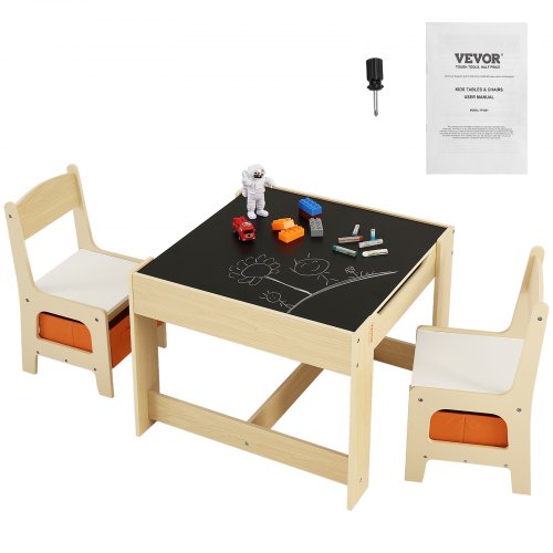 Barnbord och stolsset, Träaktivitetsbord med förvaringsutrymme och lådor, Lekbord för småbarn Konst, pyssel, läsning, lärande