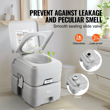Portable Toilet Flush Travel Camping 20.1 L Commode Potty with Carry Bag
