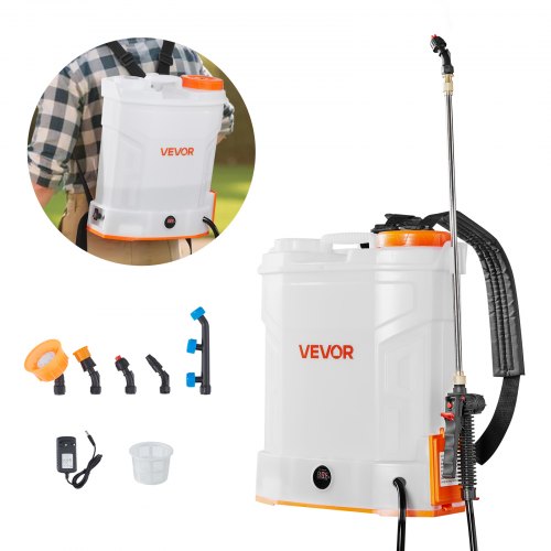 Batteridriven ryggspruta, 12L kraftfull elektrisk ryggspruta, 2 infällbara skaft och 5 munstycken, justerbar 0-90 PSI, 2 timmars drifttid, bärbara ogrässprutor för trädgård och gräsmatta