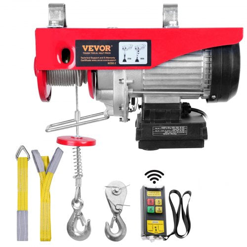 Electric Hoist, 249.5 kg Lifting Capacity, 510W 220V Electric Steel Wire Winch with Wireless Remote Control, 1219 cm Single Cable Lifting Height & Pure Copper Motor, for Garage Warehouse Factory