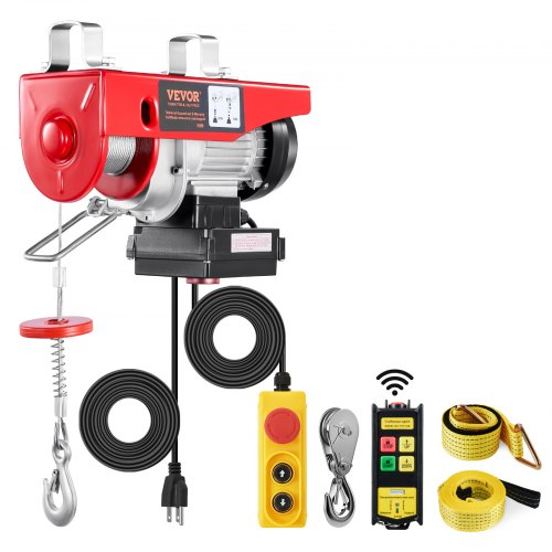 Elektrisk lyftkranvinsch 598,7 kg 9997,4 cm trådlös och 426,7 cm trådbunden fjärrkontroll
