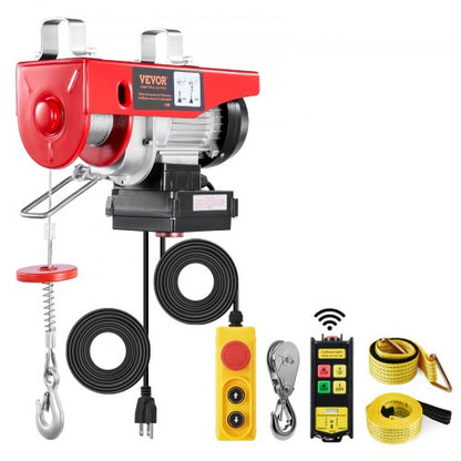 Elektrisk lyftkranvinsch 598,7 kg 9997,4 cm trådlös och 426,7 cm trådbunden fjärrkontroll