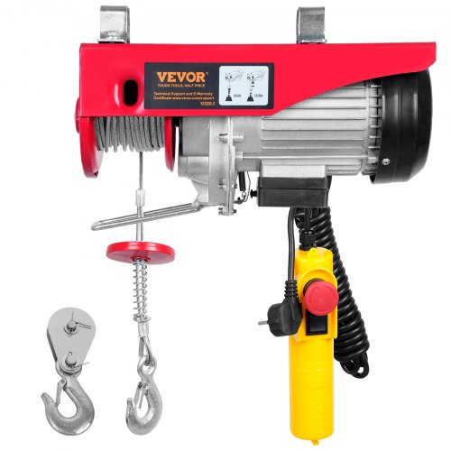 Electric Hoist, 598.7 kg Lifting Capacity, 1150W 220V Electric Steel Wire Winch with 427 cm Wired Remote Control, 1219 cm Single Cable Lifting Height & Pure Copper Motor, for Garage Warehouse Factory