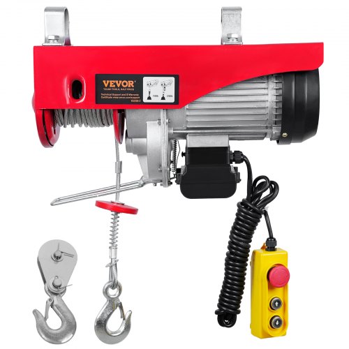 Electric Hoist, 998 kg Lifting Capacity, 1600W 220V Electric Steel Wire Winch with 427 cm Wired Remote Control, 1219 cm Single Cable Lifting Height & Pure Copper Motor, for Garage Warehouse Factory