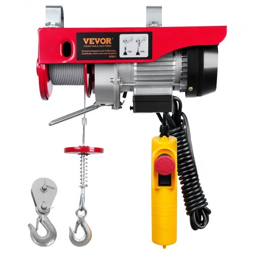 Electric Hoist, 249.5 kg Lifting Capacity, 510W 220V Electric Steel Wire Winch with 427 cm Wired Remote Control, 1219 cm Single Cable Lifting Height & Pure Copper Motor, for Garage Warehouse Factory