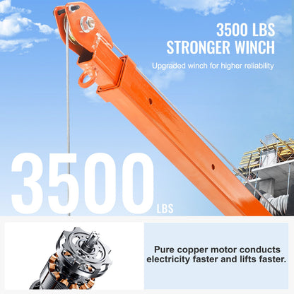 Electric Pickup Truck Crane Hoist Crane 499 kg 360° Swivel Hoist Lift