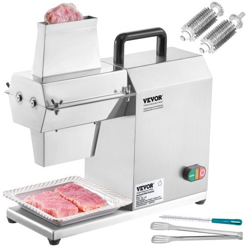 Kommersiell köttmörare, kraftigt köksredskap i rostfritt stål med handtag, köttång och rengöringsborste, 450W elektrisk köttmörare för nötkött, kalkon, kyckling, fläsk och fisk