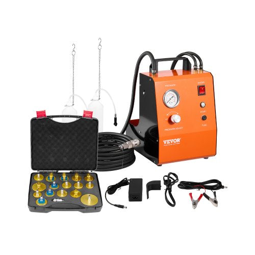 Electric Brake Bleeder Kit, Professional 220V Brake Master Cylinder Bleeder Kit with Pressure Gauge & Built-In Air Pump, Versatile Brake Bleeder Adapter Set for Both DC & AC Power