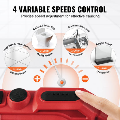 20V Cordless Electric Caulking Gun 10oz/300ml with 4 Adjustable Speeds