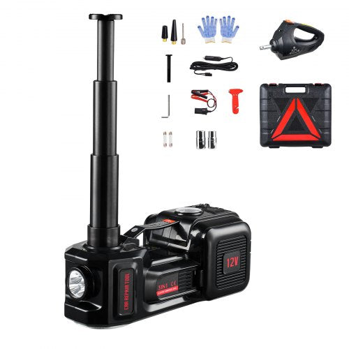 Eldomkraft, 5 ton/11000 lbs, hydraulisk domkraftslyft med inbyggd pump, 12V däckbyte med elektrisk slagnyckel och LED-lampa, bärbar domkraftssats för sedan, SUV, lastbil