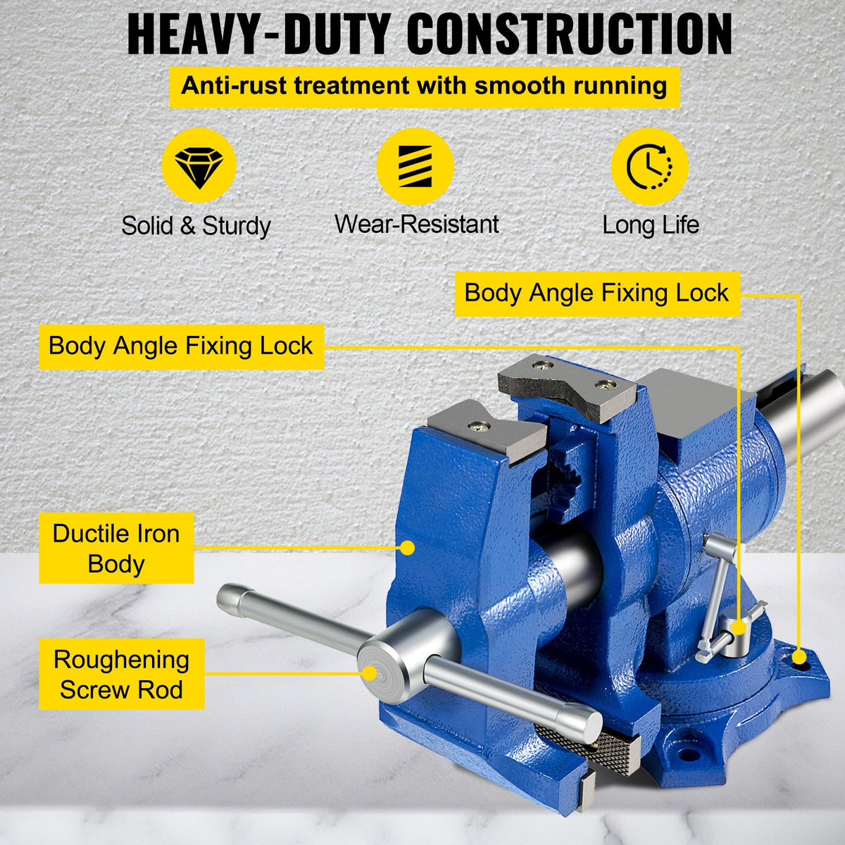 Multipurpose Vise 6-Inch Bench Vise 360-Degree Rotation Clamp on Vise with Swivel Base and Head Heavy Duty Multi-Jaw Vise for Clamping Fixing Equipment Home or Industrial Use